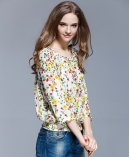 Floral printed silk crepe de chine top